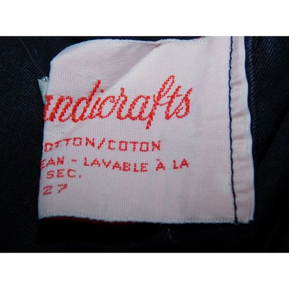 Vintage Grenfill Handicraft Blue Rainbow Trim Hooded Jacket Cotton Womens M / L - Picture 3 of 10